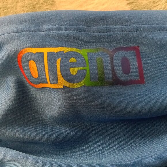 ARENA BLUE SWIM BRIEF, 1" SIDES, RAINBOW LOGO ASIAN SIZE "M" (Pre-Owned) - Picture 3 of 8